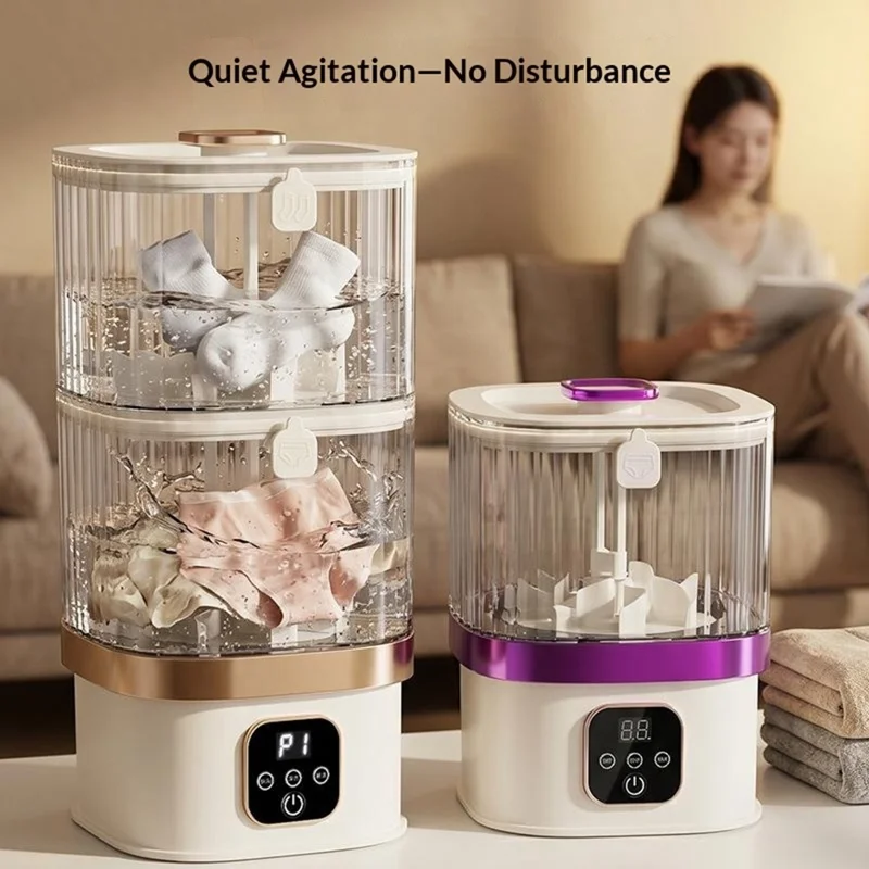 HP-318 Mini Double Tub Washing Machine 4L Portable Wireless Washer for Socks Underwear - Gold