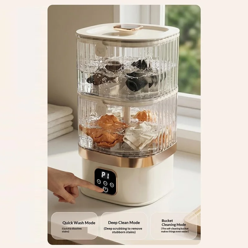 HP-318 Mini Double Tub Washing Machine 4L Portable Wireless Washer for Socks Underwear - Gold