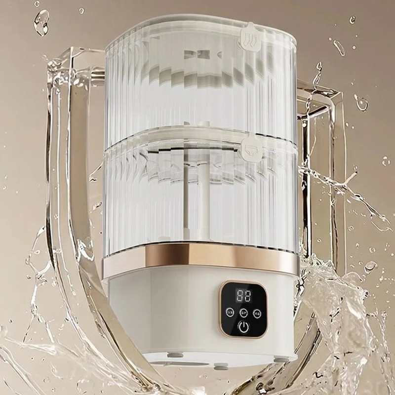 HP-318 Mini Double Tub Washing Machine 4L Portable Wireless Washer for Socks Underwear - Gold
