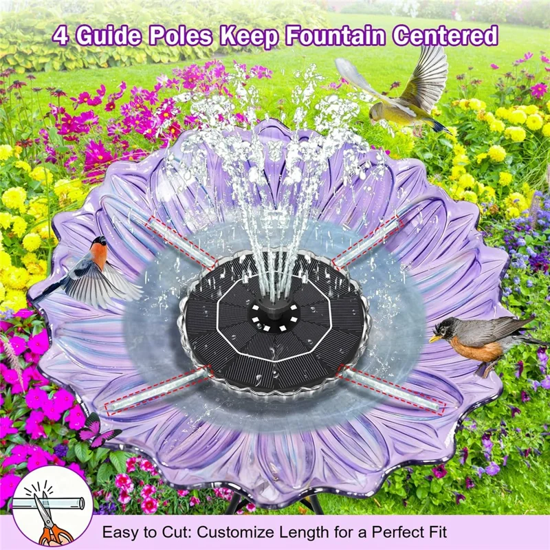 SP32D Solar Floating Fountain 32 LEDs 7-Color Changing 1200mAh Battery for Garden Pool Pond - Black