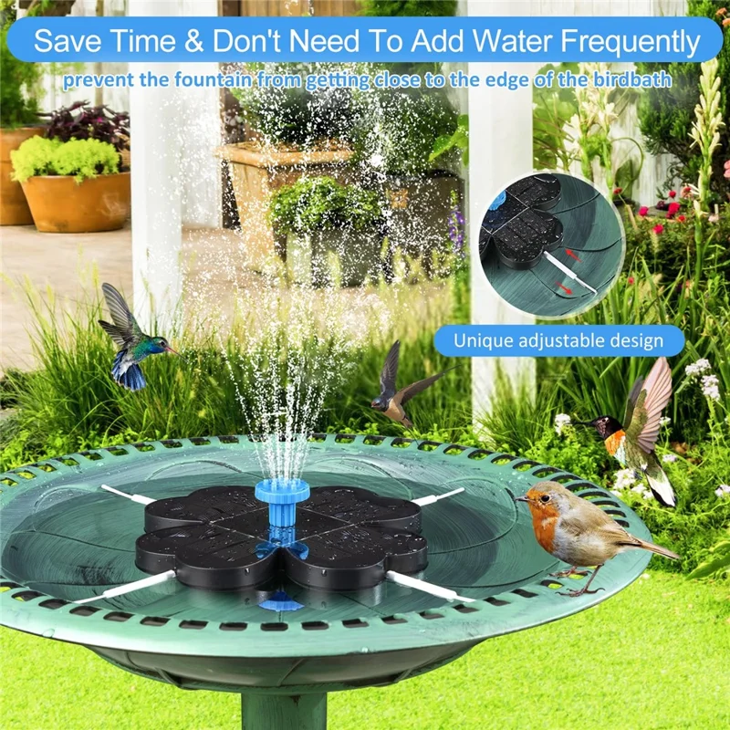 AS90A 1.6W Solar Powered Floating Fountain Pump with 8 Nozzles for Bird Bath Pond Garden - AS90A2