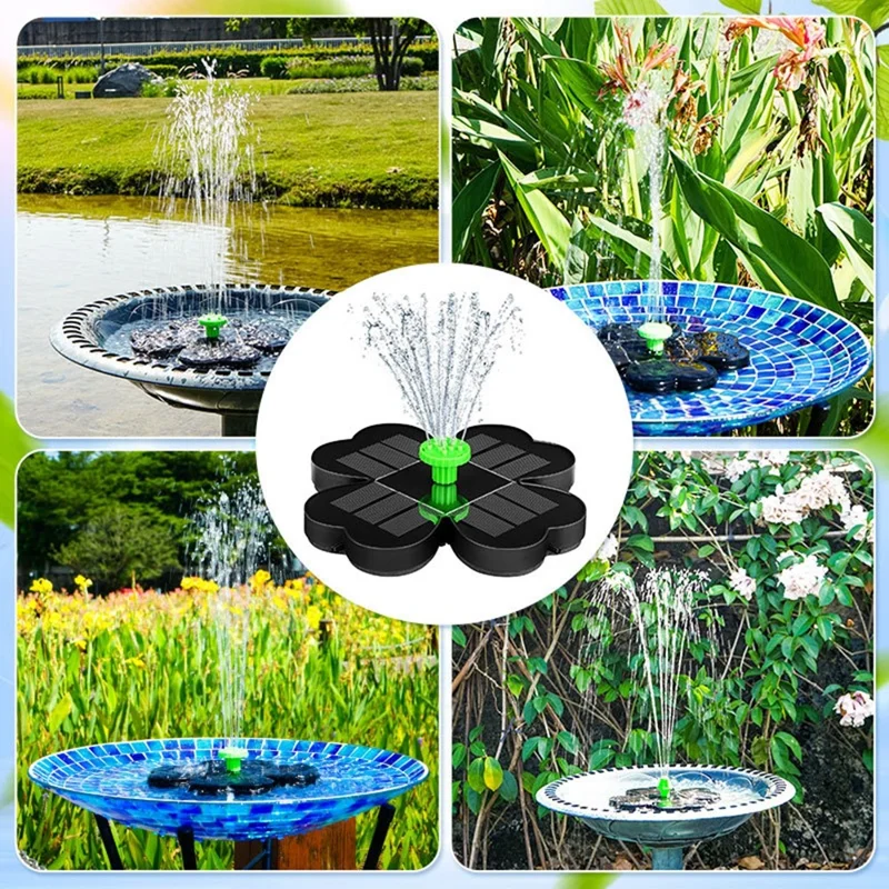 AS90A 1.6W Solar Powered Floating Fountain Pump with 8 Nozzles for Bird Bath Pond Garden - AS90A2