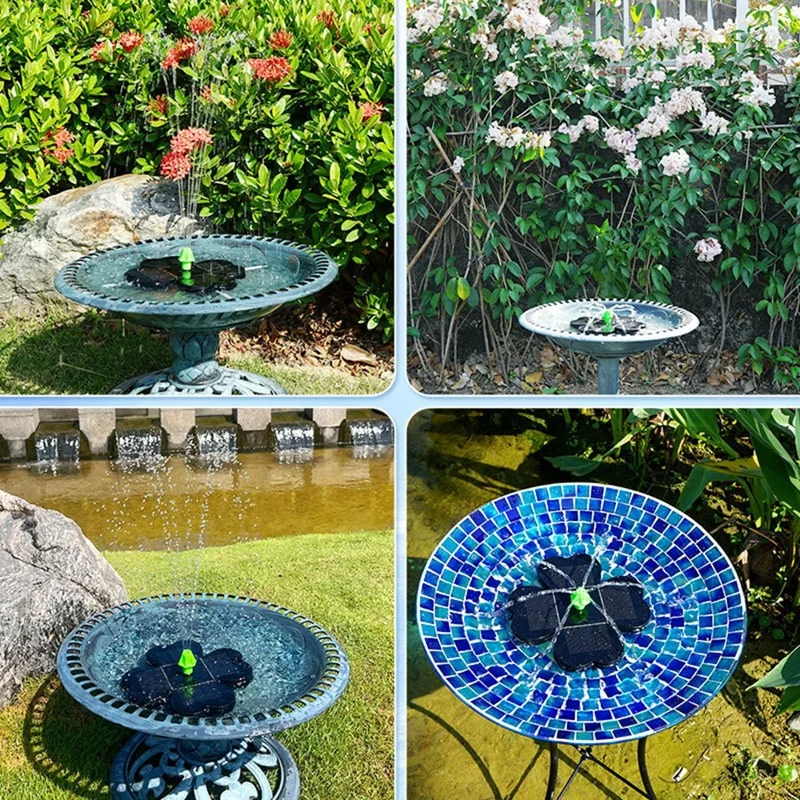 AS90A 1.6W Solar Powered Floating Fountain Pump with 8 Nozzles for Bird Bath Pond Garden - AS90A2