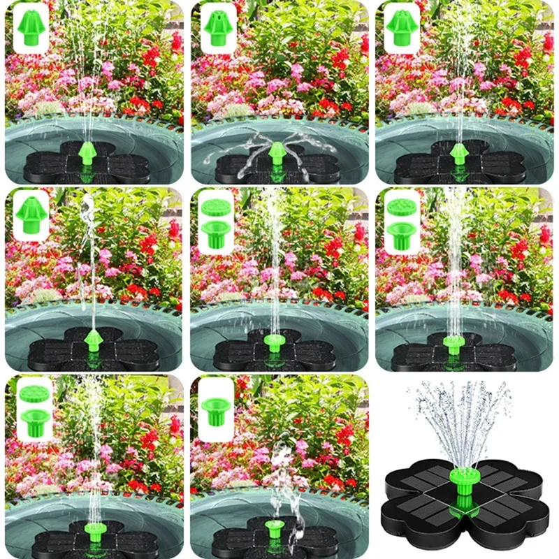 AS90A 1.6W Solar Powered Floating Fountain Pump with 8 Nozzles for Bird Bath Pond Garden - AS90A2