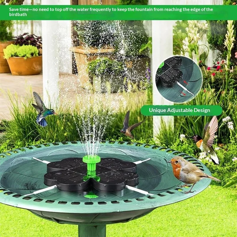 AS90A 1.6W Solar Powered Floating Fountain Pump with 8 Nozzles for Bird Bath Pond Garden - AS90A2
