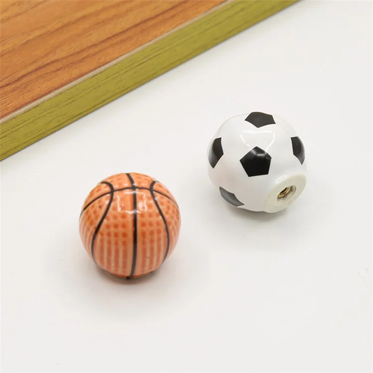 Ball Shape Single Hole Furniture Ceramics Pull Handle Drawer Cabinet  Wardrobe Door Knob with 25mm Screw - Basketball