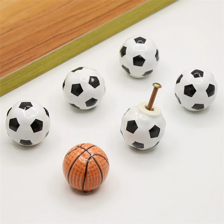 Ball Shape Single Hole Furniture Ceramics Pull Handle Drawer Cabinet  Wardrobe Door Knob with 25mm Screw - Basketball