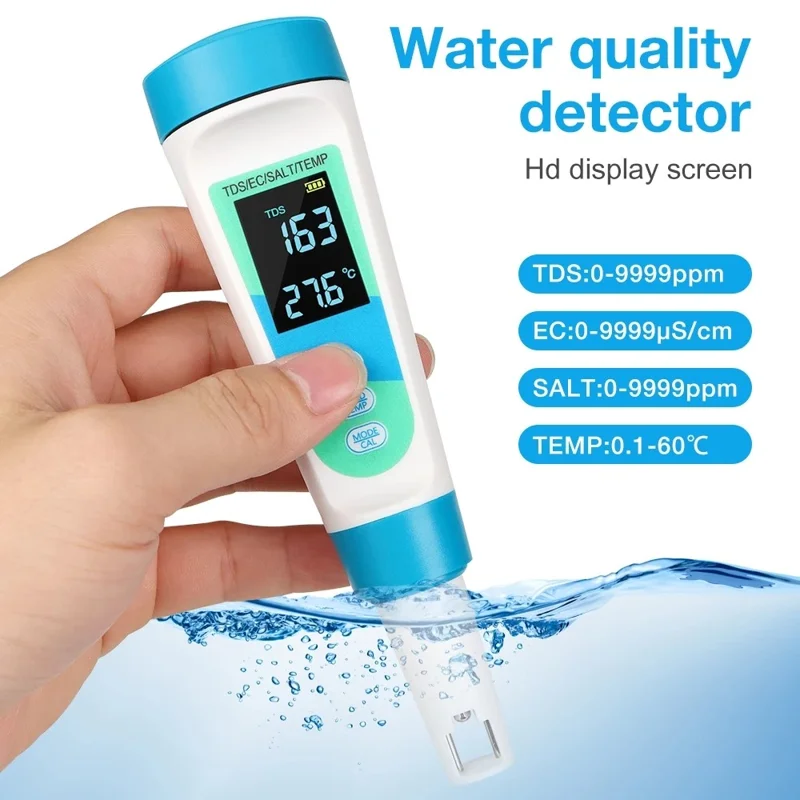 MF-S6 Water Quality Tester 4 in 1 TDS EC Salt Temp Meter for Drinking Water Aquarium Pool