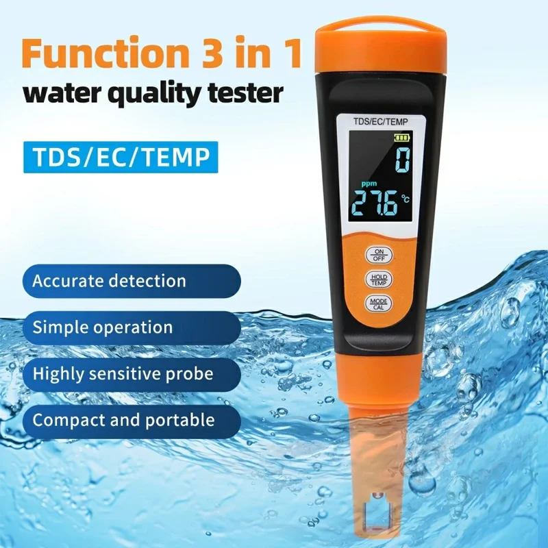 TDS-A6 TDS / EC / TEMP 3 em 1 Medidor de Qualidade da Água 0-9999ppm Medidor Digital de TDS