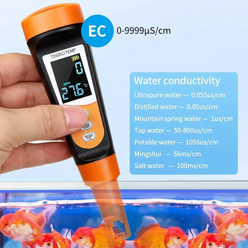 TDS-A6 TDS / EC / TEMP 3 em 1 Medidor de Qualidade da Água 0-9999ppm Medidor Digital de TDS