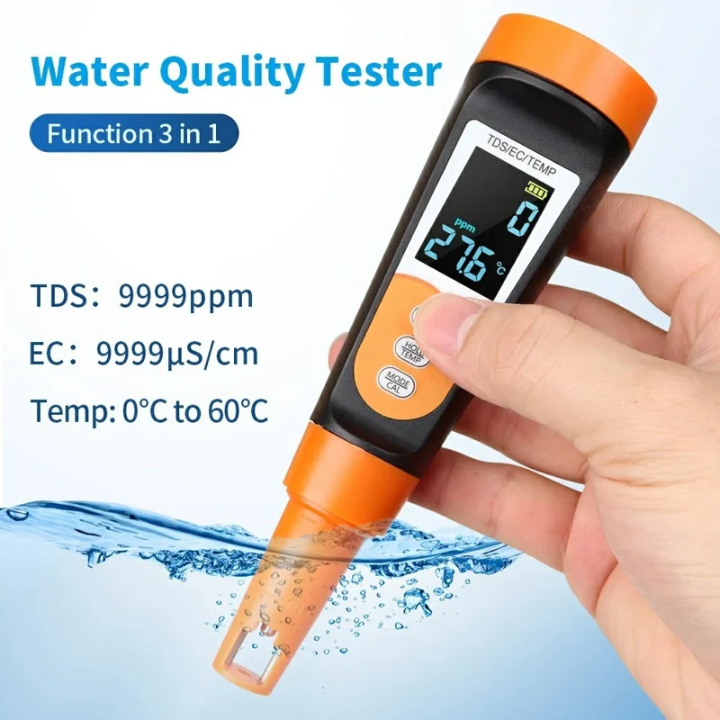 TDS-A6 TDS / EC / TEMP 3 em 1 Medidor de Qualidade da Água 0-9999ppm Medidor Digital de TDS
