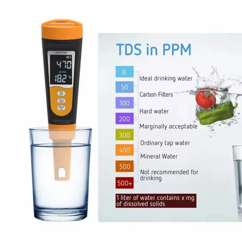 TDS-A6 TDS / EC / TEMP 3 em 1 Medidor de Qualidade da Água 0-9999ppm Medidor Digital de TDS