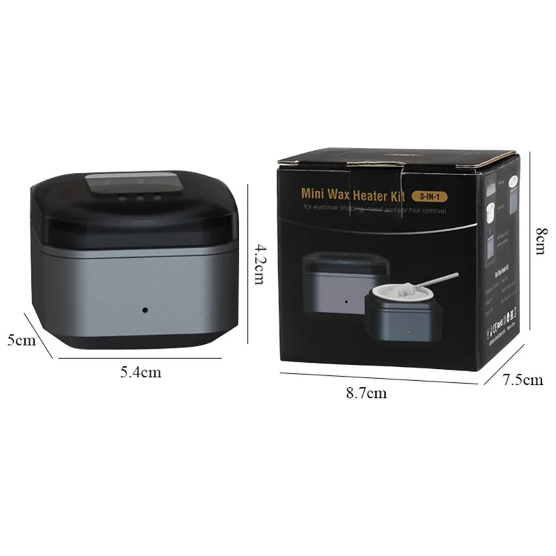 Mini aparat do pastylek woskowych AX-002TH, zestaw do depilacji z podgrzewaczem wosku 10 ml, USB-C – czarny
