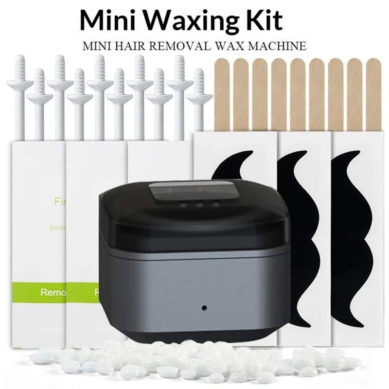 Mini aparat do pastylek woskowych AX-002TH, zestaw do depilacji z podgrzewaczem wosku 10 ml, USB-C – czarny