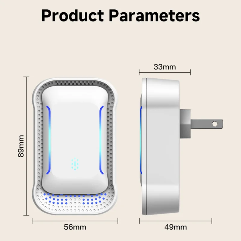 615 Smart Negativ-Ionen-Luftreiniger 5dB Ultra-leiser Steckerentlüfter für Haustiergeruch, EU-Stecker - Weiß