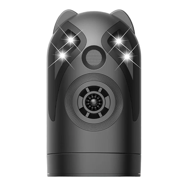 D802 Repelente Ultrasónico de Pragas com Rotação de 360°, Frequência Variável Inteligente com Luz e Som - Preto / USB