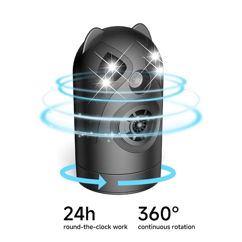 D802 Repelente Ultrasónico de Pragas com Rotação de 360°, Frequência Variável Inteligente com Luz e Som - Preto / USB