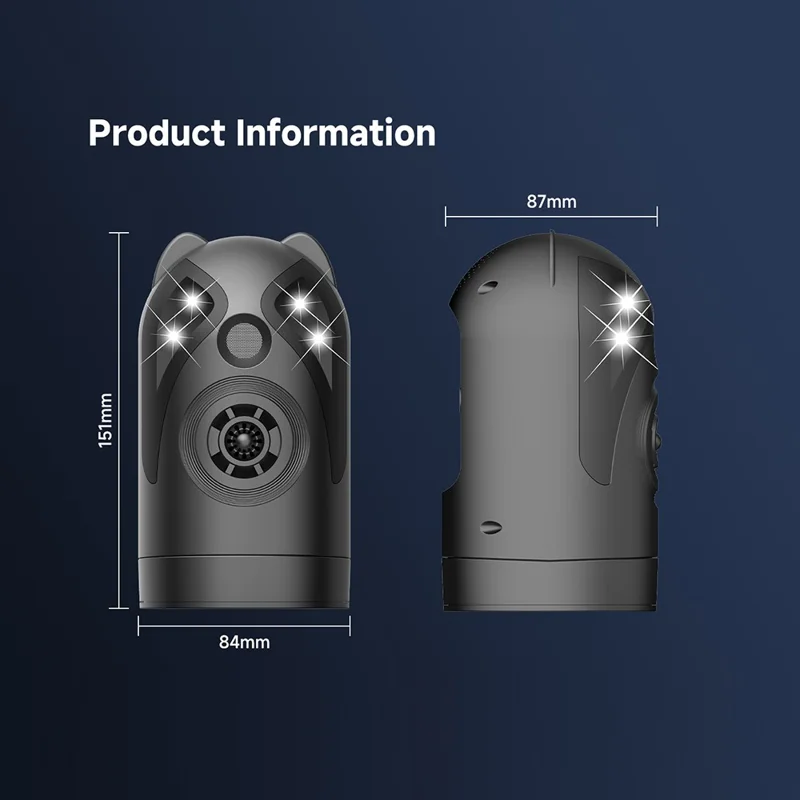 D802 Repelente Ultrasónico de Pragas com Rotação de 360°, Frequência Variável Inteligente com Luz e Som - Preto / USB