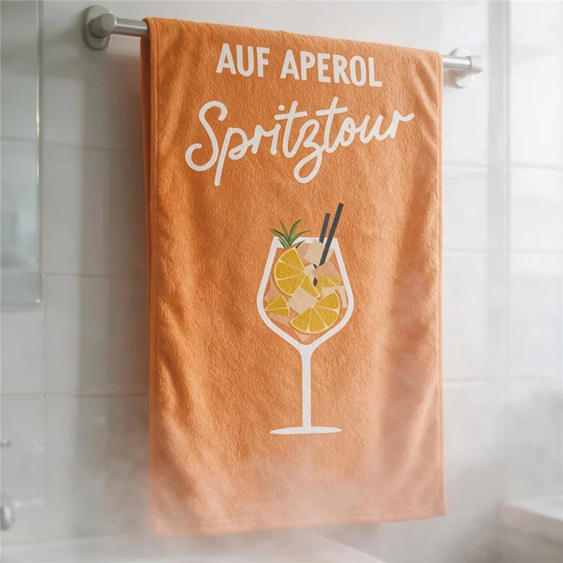 70x140cm Quick Dry Microfiber Beach Towel Aperol Spritz Cocktail Digital Print