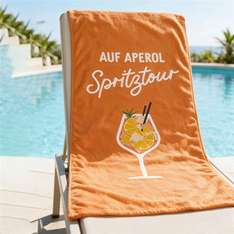 70x140cm Quick Dry Microfiber Beach Towel Aperol Spritz Cocktail Digital Print
