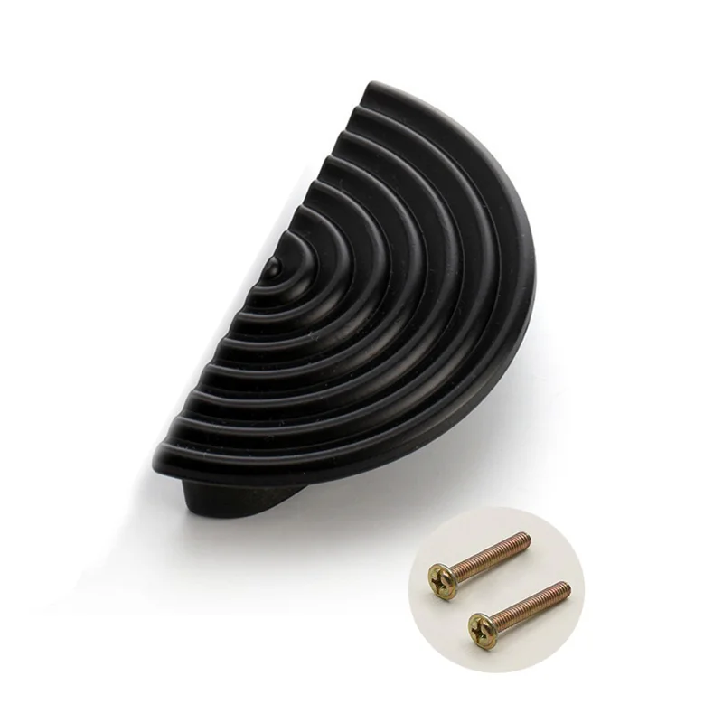 مقبض باب الخزانة نصف دائرة خزانة درج خزانة بلاستيك سحب المقبض، مسمار 25 مم - حلزوني أسود ثنائي الثقب