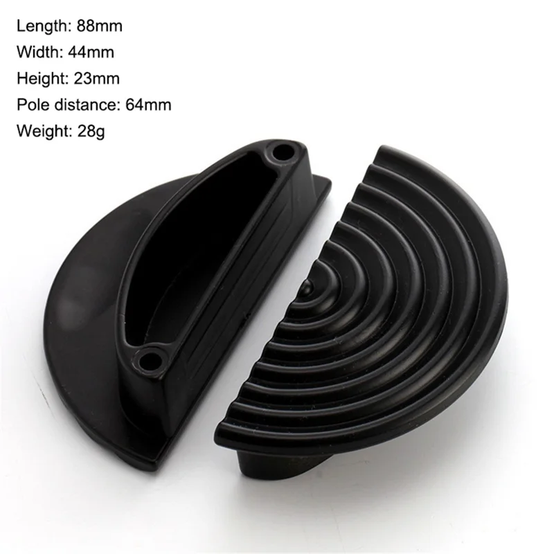 مقبض باب الخزانة نصف دائرة خزانة درج خزانة بلاستيك سحب المقبض، مسمار 25 مم - حلزوني أسود ثنائي الثقب