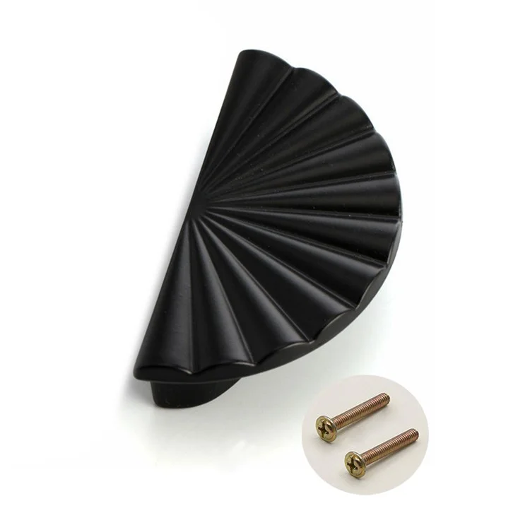 Bouton de placard en forme de demi-cercle Poignée de tiroir Placard Armoire Plastique, Vis de 25 mm - Rayures noires à double trou