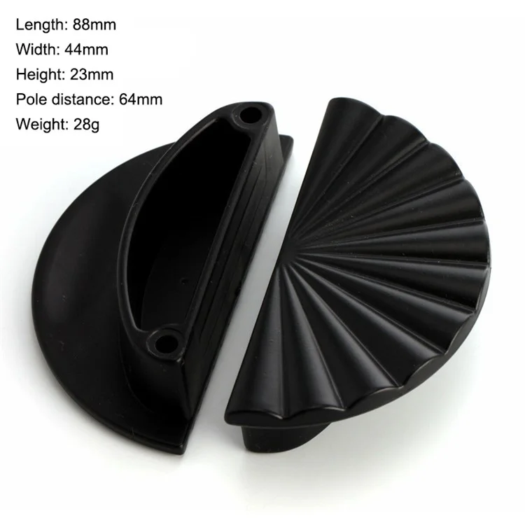 Bouton de placard en forme de demi-cercle Poignée de tiroir Placard Armoire Plastique, Vis de 25 mm - Rayures noires à double trou