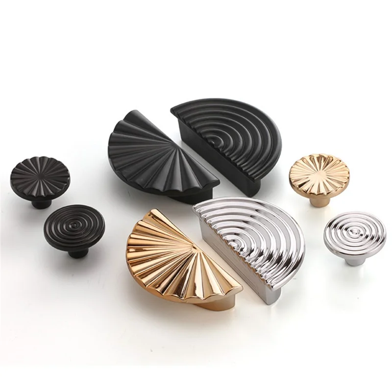 Bouton de placard en forme de demi-cercle Poignée de tiroir Placard Armoire Plastique, Vis de 25 mm - Rayures noires à double trou
