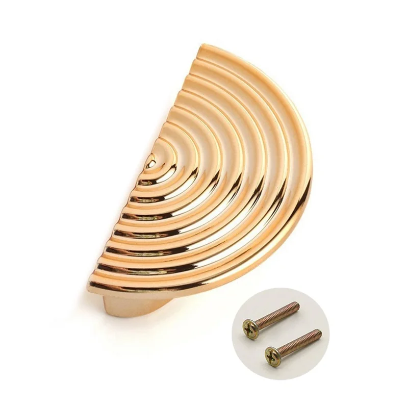 Cabinet Door Knob Semicircle Cupboard Drawer Wardrobe Plastic Pull Handle, 25mm Screw - Dual Hole Gold Spiral