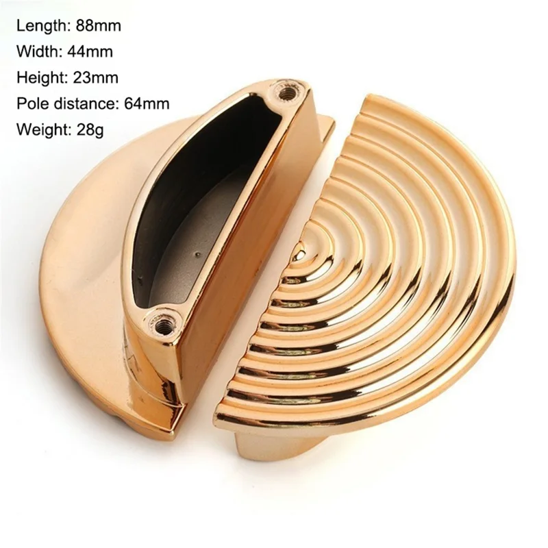 Cabinet Door Knob Semicircle Cupboard Drawer Wardrobe Plastic Pull Handle, 25mm Screw - Dual Hole Gold Spiral