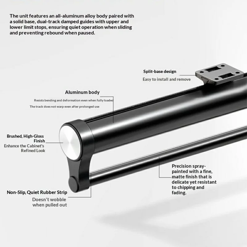 45 cm aluminium bufferbyxaupphängning garderob utdragsbar byxstativ svart