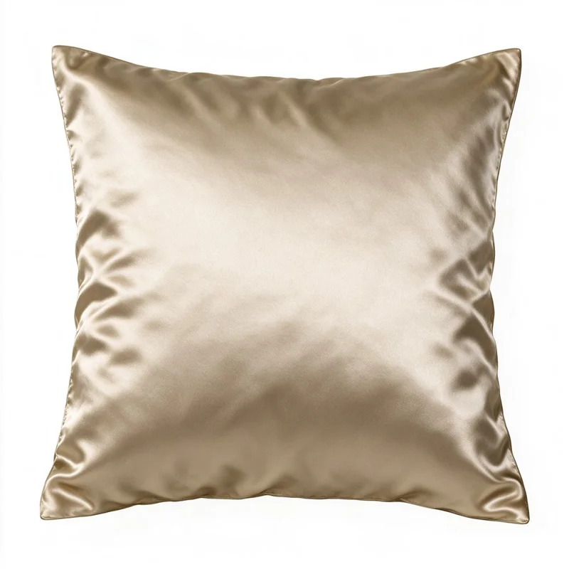 50x50 cm Satinpudehylse, enfarget med foldeluk, silkelignende til soveværelse - champagneguld