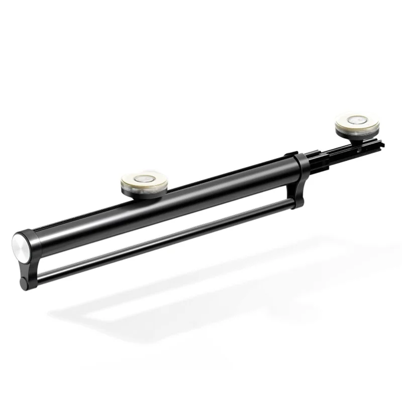 45cm Silent Damping Closet Pants Hanger Rail with Suction Cup Aluminum Alloy Telescopic Pull-Out Rod - Black