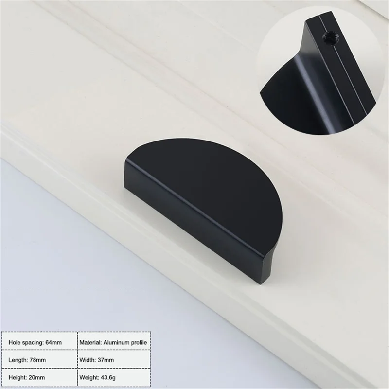 Moderner Kabinett-Türgriff-Handgriff Kleiderschrank Schrankknauf Möbelgriff mit 22mm Schraube - Schwarz / 6830 S