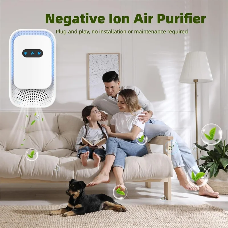 Negative Ion Air Purifier for Home Kitchen Pet Odor Smoke Removal - EU Plug