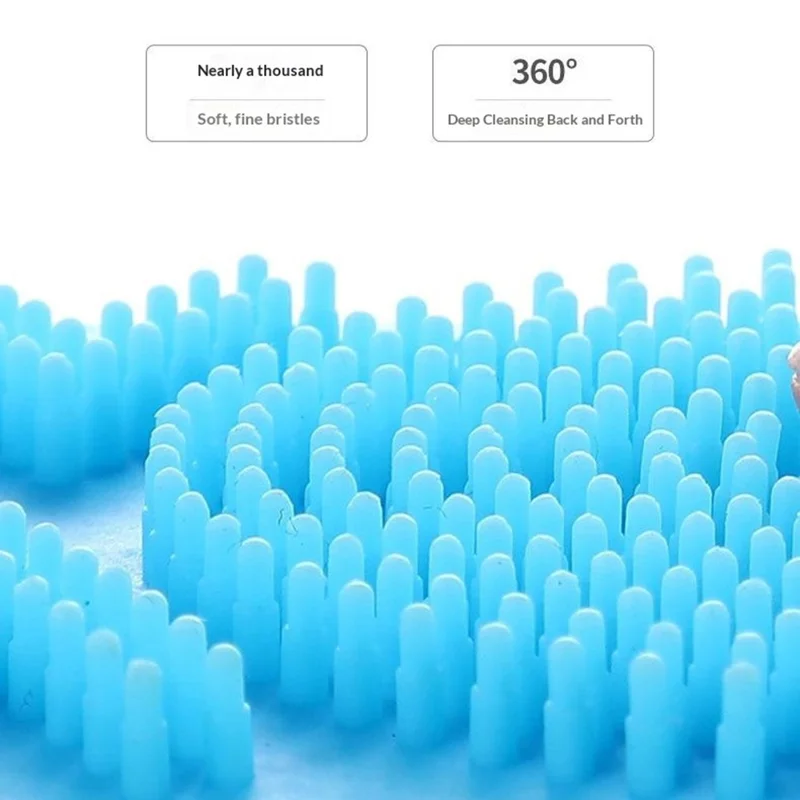 72cm Silicone Body Scrub Brush Double-Sided Back Cleaner Exfoliator Strap - Blue