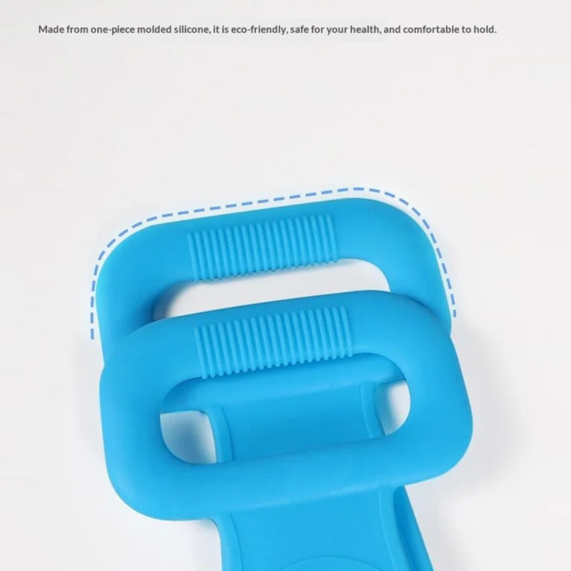 72cm Silicone Body Scrub Brush Double-Sided Back Cleaner Exfoliator Strap - Blue