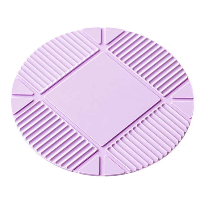 22cm Silicone Heat Resistant Mat Round Non-Slip Pot Pad Tableware Coaster for Kitchen - Lilac Purple