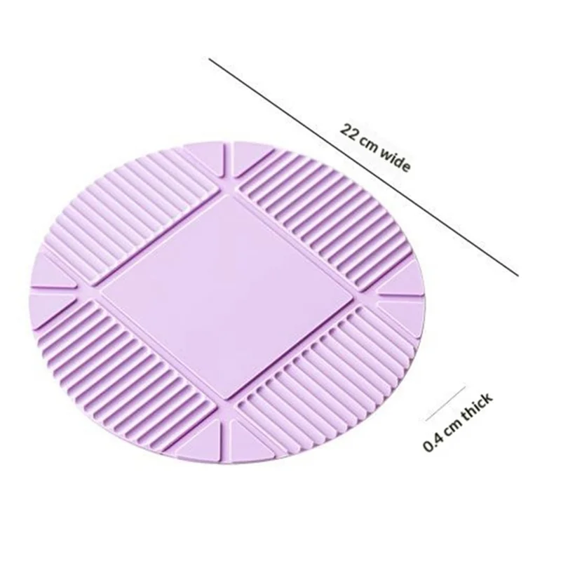22cm Silicone Heat Resistant Mat Round Non-Slip Pot Pad Tableware Coaster for Kitchen - Lilac Purple