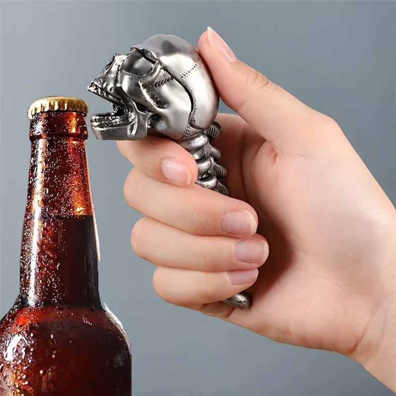 Skull Spine Bottle Opener Alloy Beer Cap Pry Bar Halloween Decor - Retro