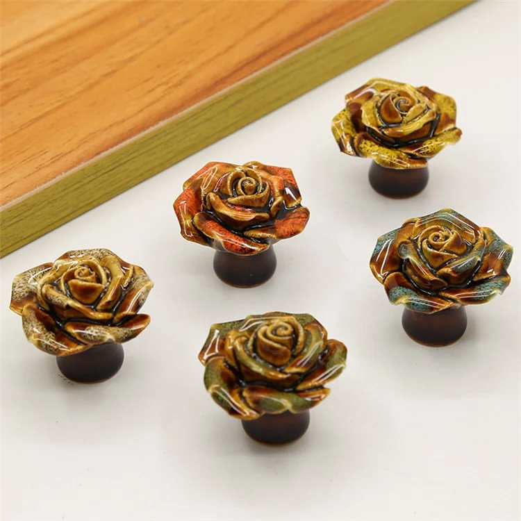 Ceramic Cabinet Pulls Handles Replacement Drawer Pulls with 25mm Screw - Bird / Orange