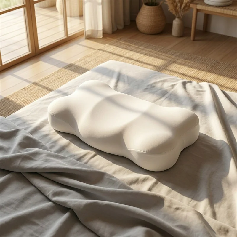 Ergonomiczna chmurowa poduszka z pianki memory foam, o powolnym powrocie, z myjnym pokrowcem, poduszka ortopedyczna - biała