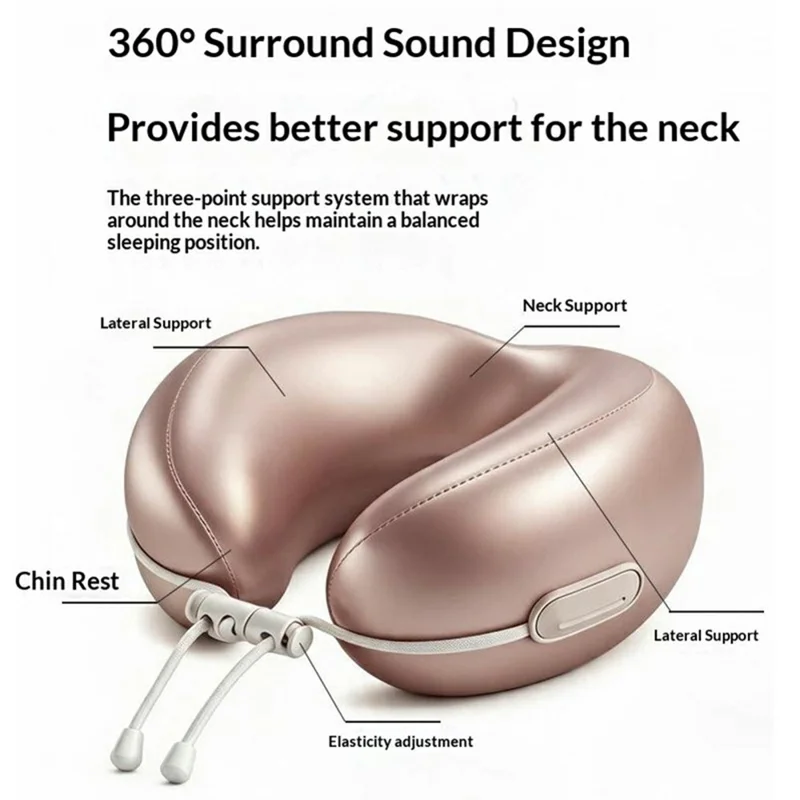 Memory Foam U-Shaped Neck Pillow Ice Silk Travel Cervical Support Cushion for Flight Office Nap - Light Pink
