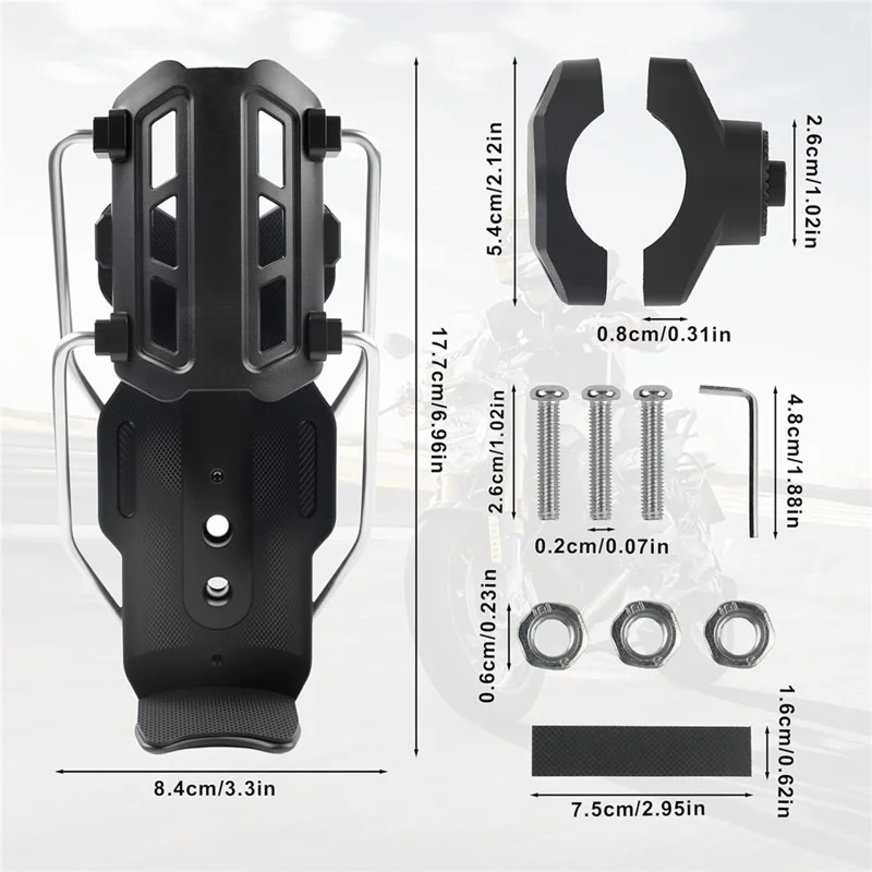 Water Cup Holder Rotatable 360° Mount Bottle Rack for Motorcycles, Bicycles, Electric Scooters - Black