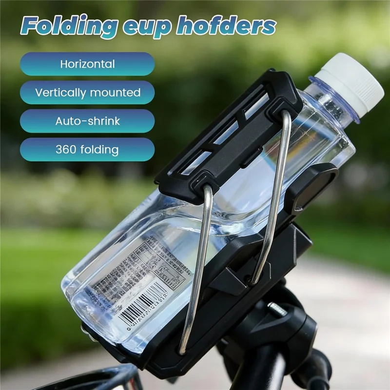 Water Cup Holder Rotatable 360° Mount Bottle Rack for Motorcycles, Bicycles, Electric Scooters - Black