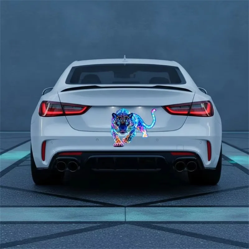 1 Pair 30x26cm Colorful Leopard Car Sticker Waterproof Scratch Covering Decal for Car Decoration - Colorful