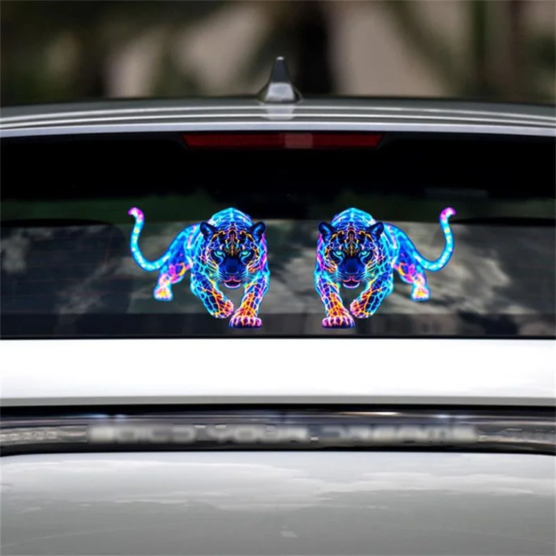 1 Pair 30x26cm Colorful Leopard Car Sticker Waterproof Scratch Covering Decal for Car Decoration - Colorful