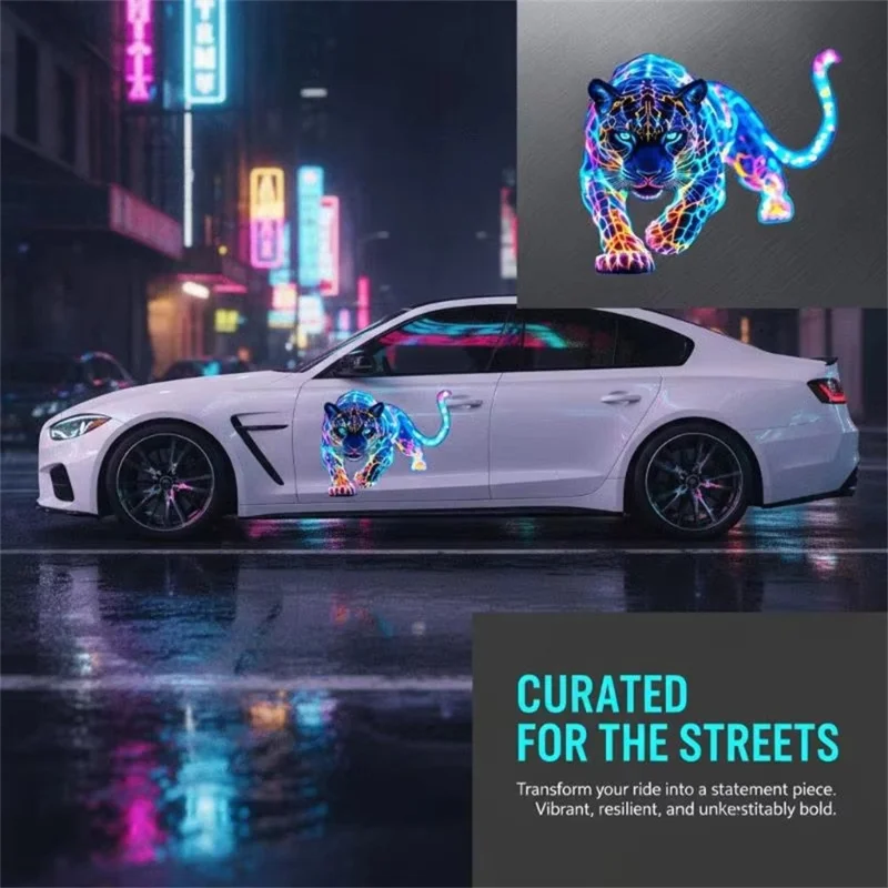 1 Pair 30x26cm Colorful Leopard Car Sticker Waterproof Scratch Covering Decal for Car Decoration - Colorful