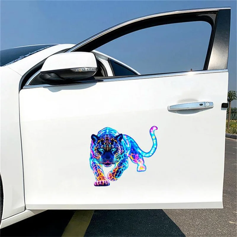 1 Pair 30x26cm Colorful Leopard Car Sticker Waterproof Scratch Covering Decal for Car Decoration - Colorful